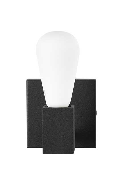 Wandlamp - Zwart - Wit Glas -  E27