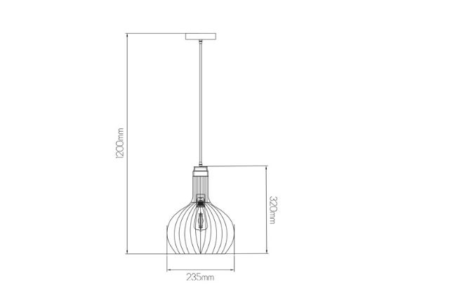 Pendels zwart koper E27 D235 mm