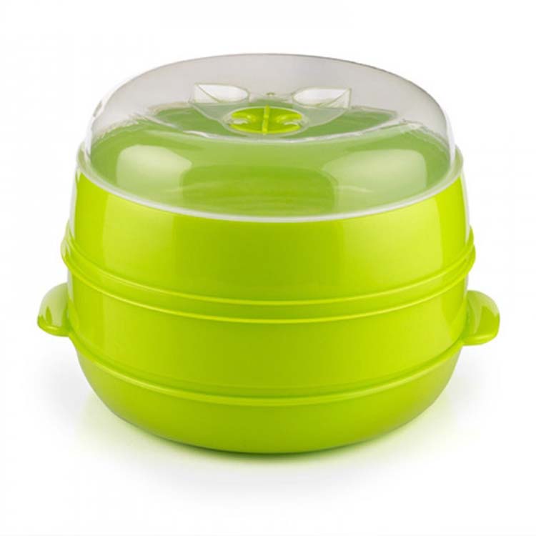 Cuiseur-vapeur double pour micro-ondes vert 22 x 12/17 cm