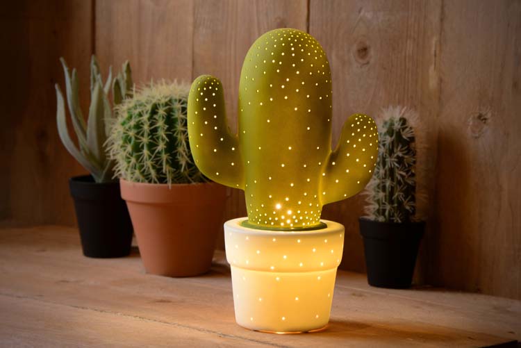 Lucide CACTUS - Lampe de table - Ø 20 cm - 1xE14 - Vert