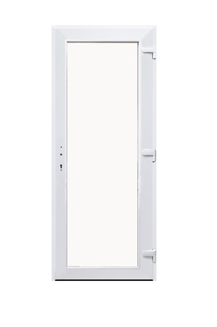 Porte extérieure PVC blanche L 980 x H 2180 D panneau sandwich plat out