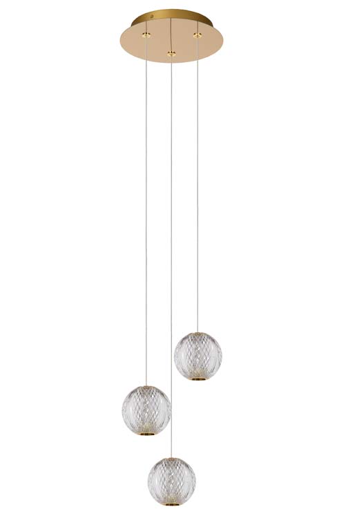 Lucide CINTRA - Suspension - Ø 25 cm - LED Dim. - 3x4,7W 2700K - Transparent