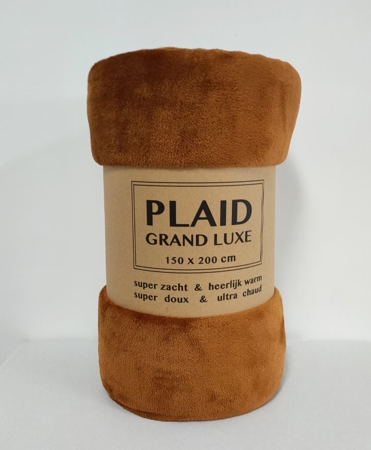 Plaid Grand Luxe whisky 100% polyester 150 x 200cm