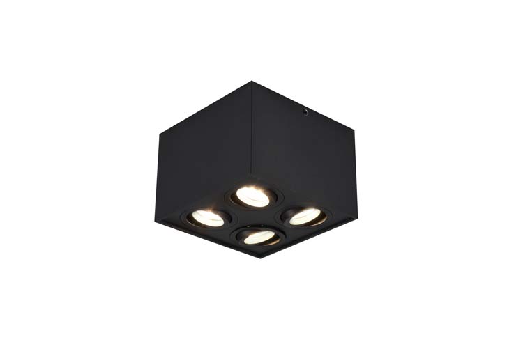 Plafonnière noir mate excl lampe LED possible  4 spots