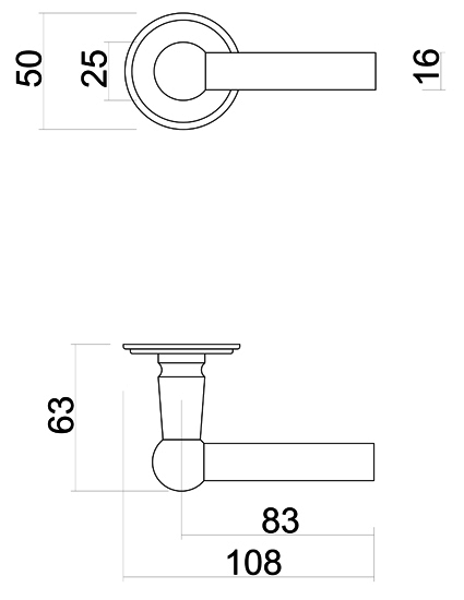 Deurklink zwart Grado L+L 11cm