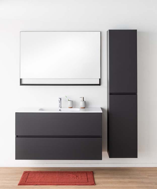 Meuble salle de bain Puro noir mat 1200mm lavabo brillant