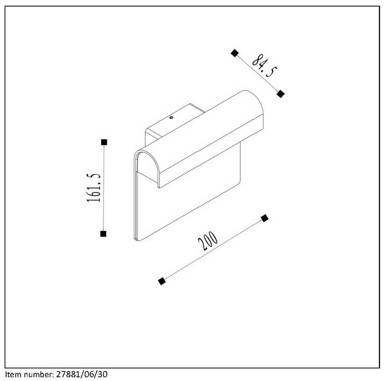 Lucide THESI LED - Wandlamp Buiten - LED - 1x6W 3000K - IP54 - Zwart