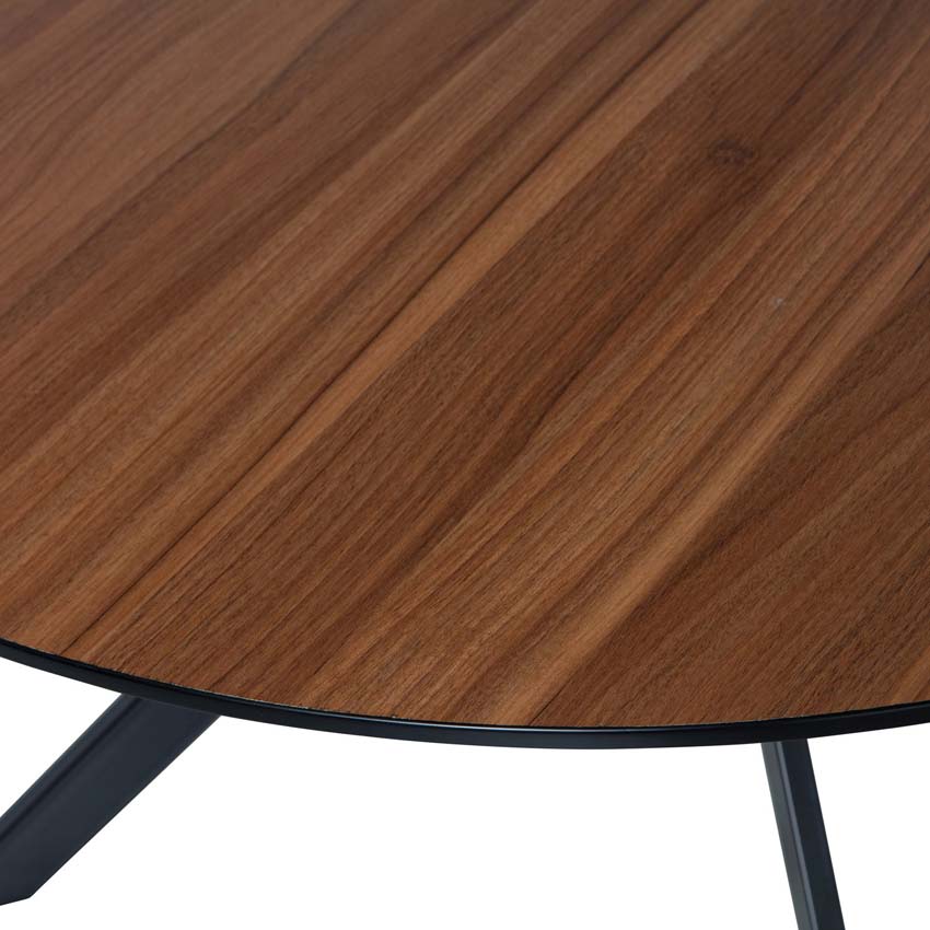 Tafel Tim uit MDF met fineerlaag walnoot rond bruin Ø120cm