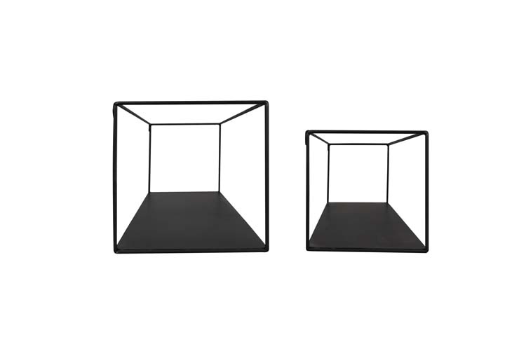 Etagères (2pc) métal noir 65x15x15cm + 60x13x13cm