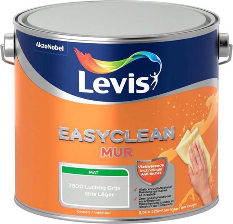 Levis Easyclean muur mat luchtig grijs 2,5L