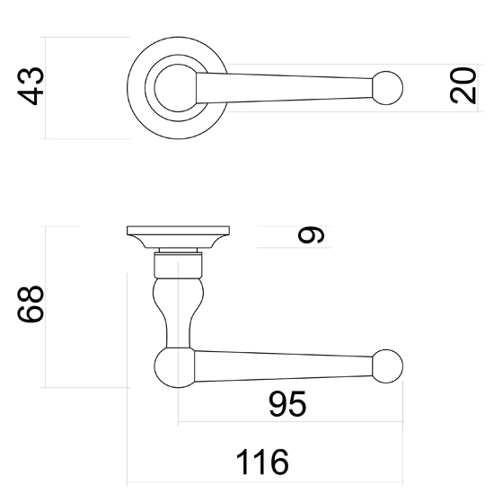 Poignée de porte font Fano 12cm