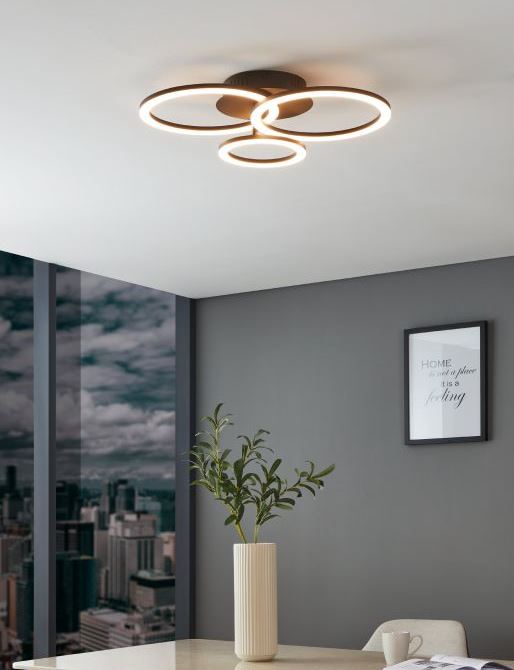 Plafonnier LED noir/blanc - dimmable - 3 cercles