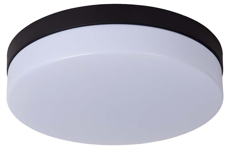 Lucide BISKIT - Plafonnier Salle de bains - Ø 28 cm - LED - 1x18W 2700K - IP44 - Noir