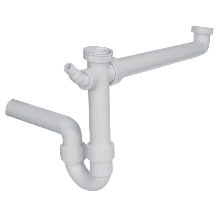 Siphon Geberit 6/4F x 40mm blanc pour 2 lavabos