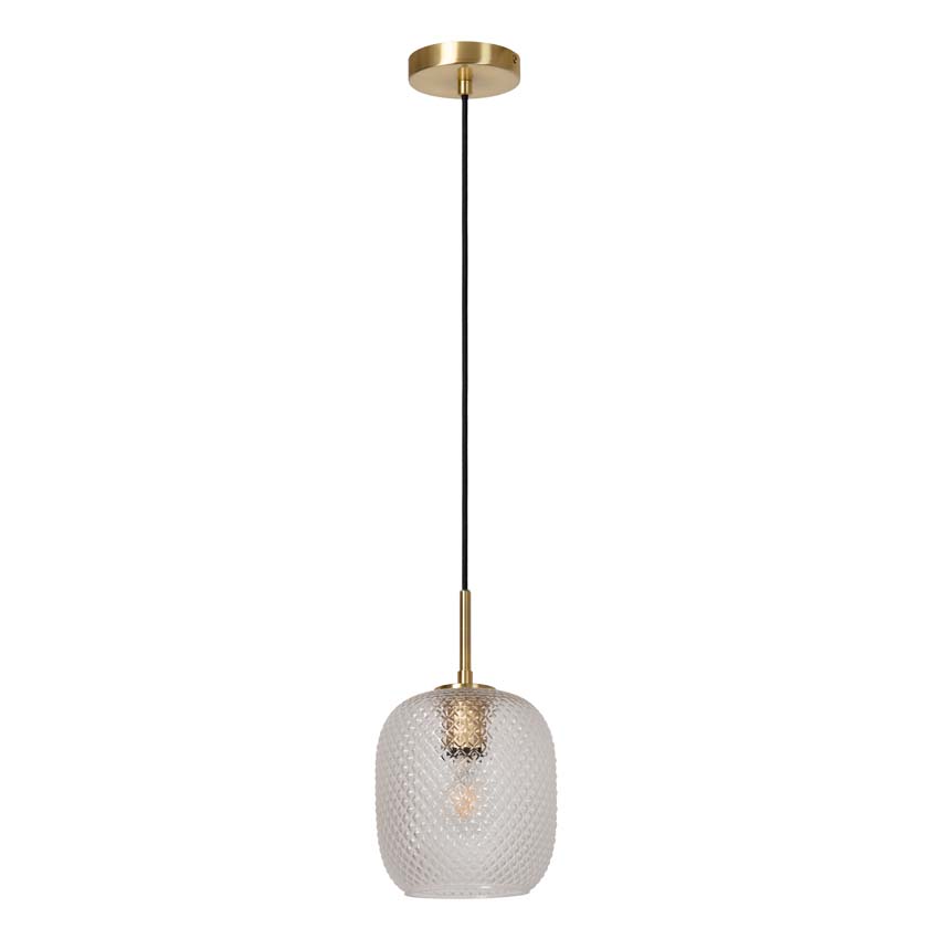 Lucide ALICENT - Hanglamp - Ø 18 cm - 1xE27 - Mat Goud / Messing