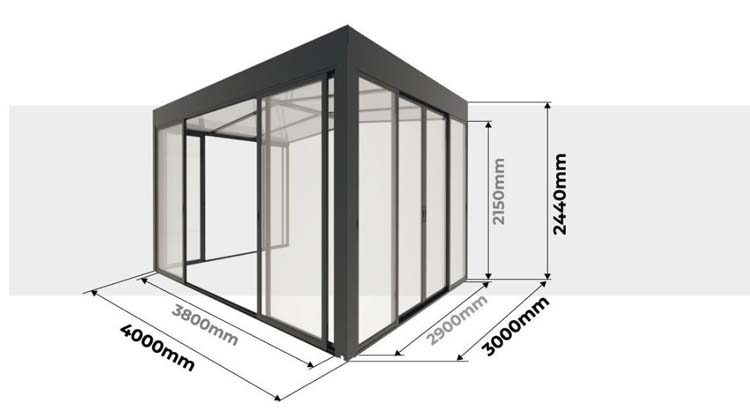 Veranda Versailles alu anthracite 400 x 300 x 240 cm