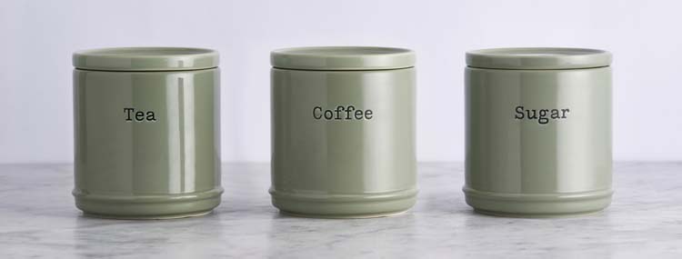 Boîte de rangement céramique vert sauge 12 cm thé