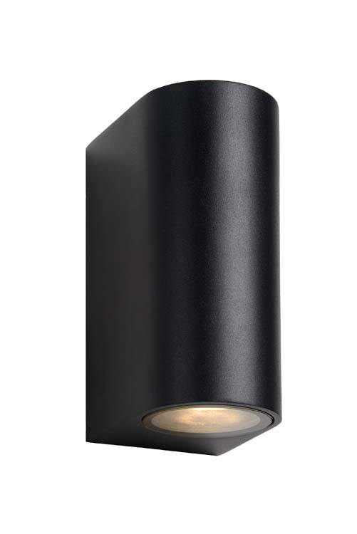 Spot mural Ext - LED Dim. - GU10 - 2x5W 3000K - IP44 - Noir - rond