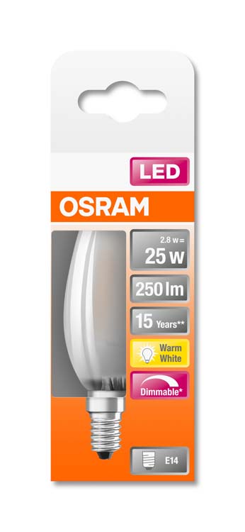 LED lamp retro kaars 25 E14 2.8W warm wit mat dimbaar