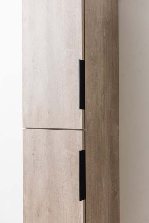 Armoire colonne Plato asp chêne béton 40 x 34,6 x 180 cm 2 portes poignée supp noire