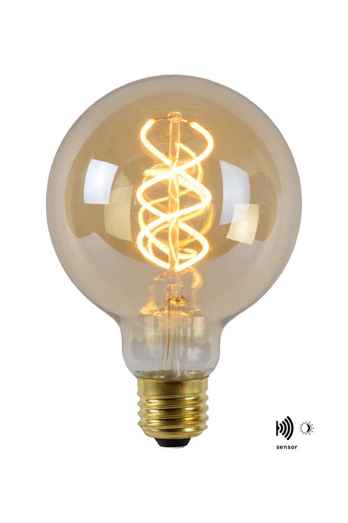 Lucide G95 TWILIGHT SENSOR - Ampoule filament Extérieur - Ø 9,5 cm - LED - E27 - 1x4W 2200K - Ambre