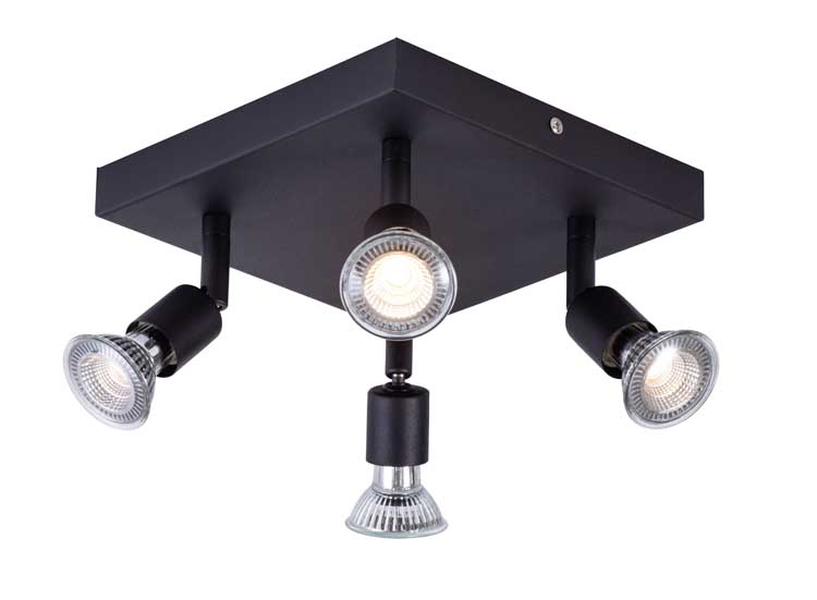 Plafonnier LED SQR noir GU10 4X4.2W dimmable