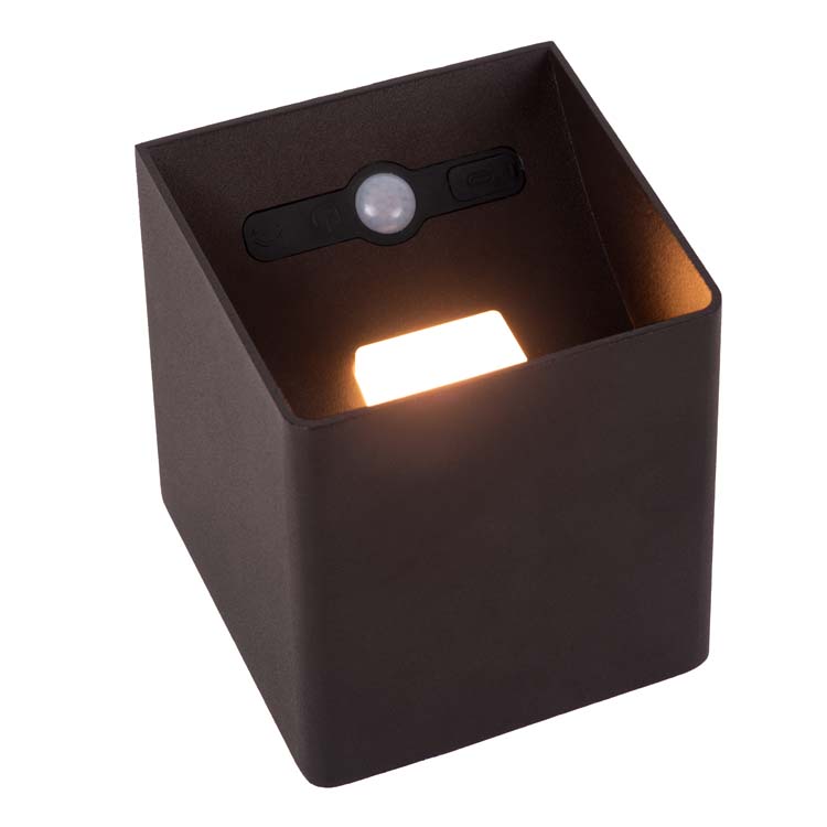 Oplaadbare Wandlamp Binnen/Buiten - Accu/Batterij - LED Dimb. - 1x6W 2700K - IP54 - Beweging & dag/nacht sensor - Zwart