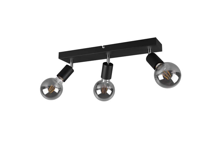 Opbouwspot zwart excl lamp LED mogelijk 3 spots