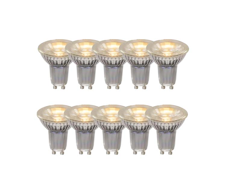 Lucide MR16 * 10 - Ampoule led - Ø 5 cm - LED - GU10 - 10x5W 2700K - Transparent - Ensemble de 10