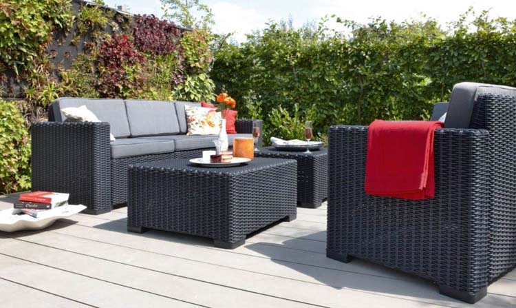 Set de 2 fauteuils de jardin avec coussins