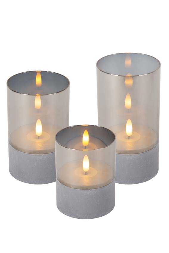 Lucide VELAS - Tafellamp - Batterijen - Ø 8 cm - LED - 3x0,2W 2700K - Fumé - Set van 3