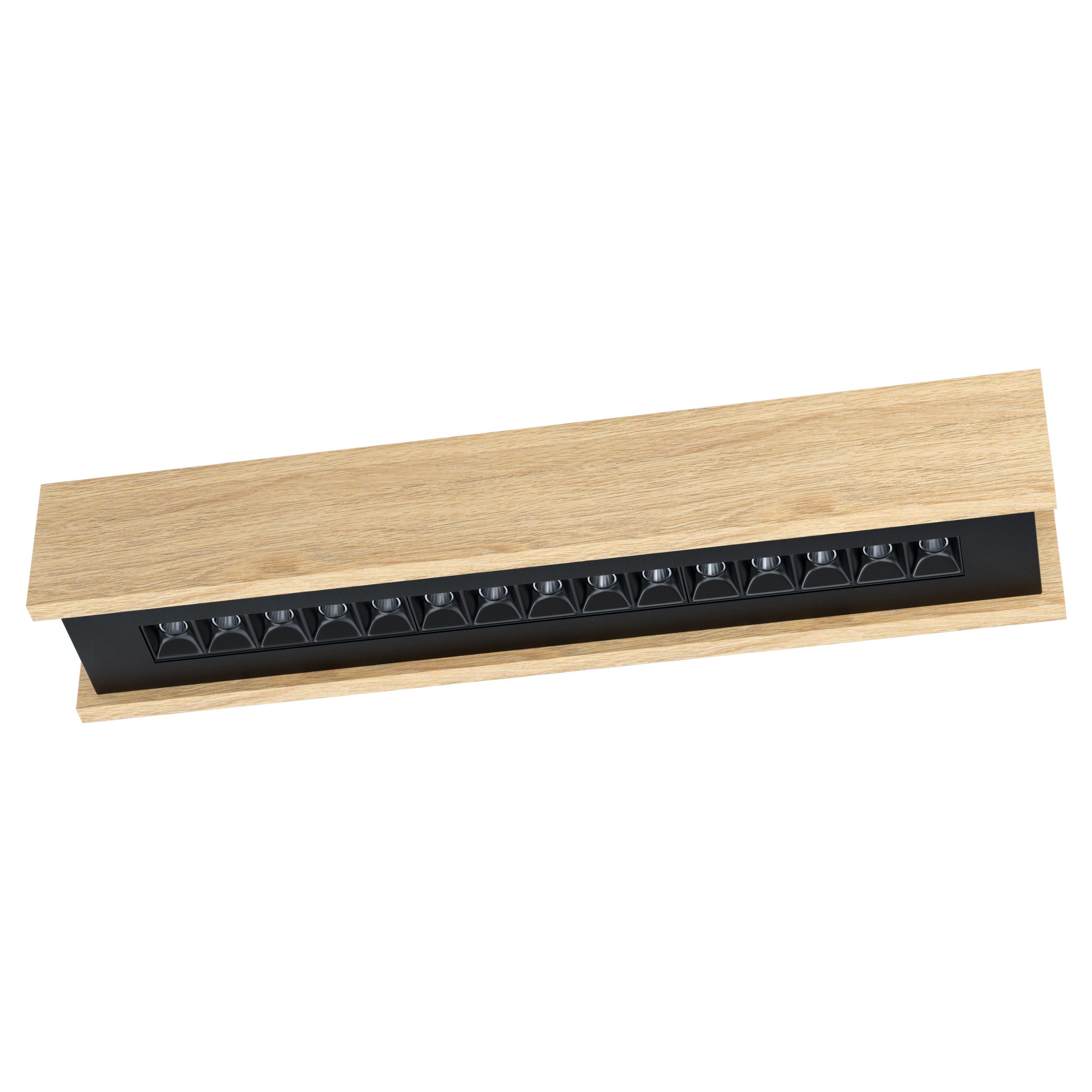 Plafonnier - Noir/Bois - L 59 cm - Dimmable