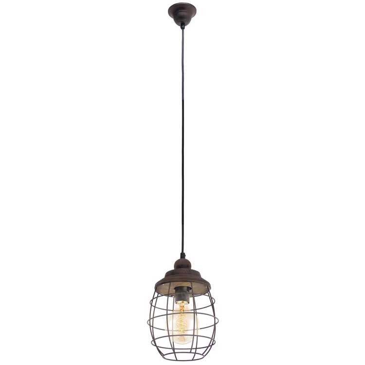 Eglo BAMPTON - Lampe suspendue - E27 - 1X60W - Brun-patine