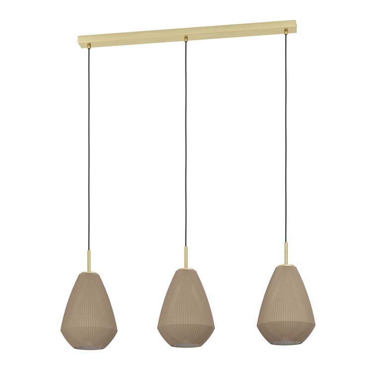 Hanglamp Rola 3xE27 L90CM taupe glas/mat goud