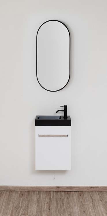 Meuble Brian blanc mat 400 mm lavabo noir mat