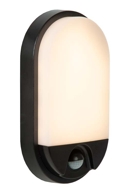 Lucide HUPS IR - Applique murale Extérieur - LED - 1x10W 3000K - IP54Détecteur De Mouvement & Jour/Nuit - Noir