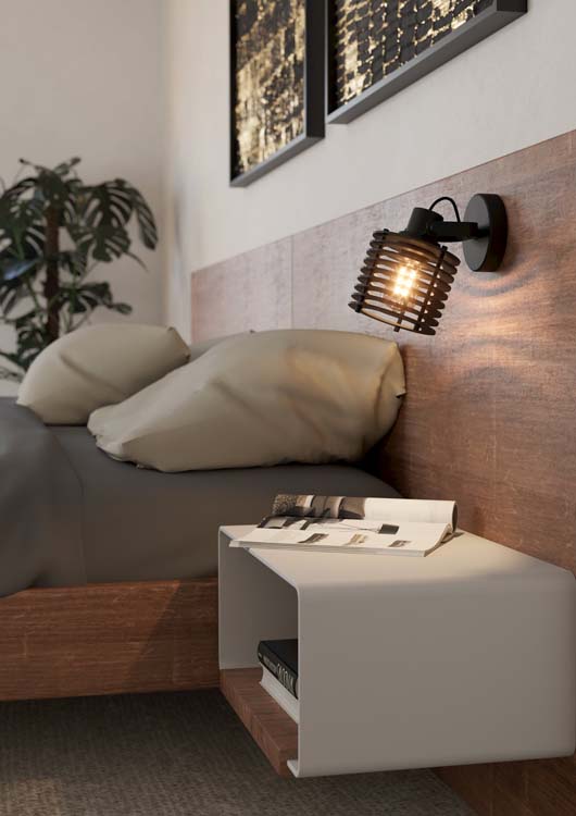 Wandlamp Sego E27 zwart/hout