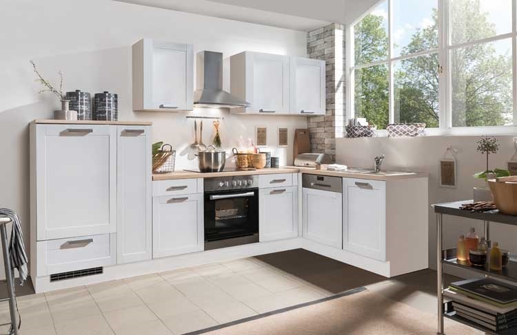 Keuken 310x170cm - Njord - landelijk wit - zonder apparaten