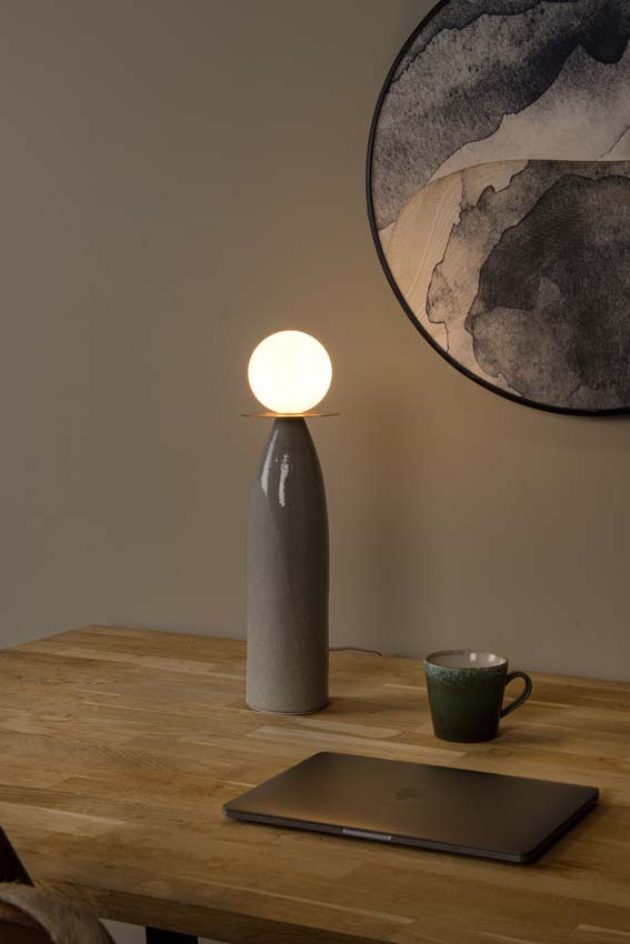 Lucide FIGARO - Lampe de table - Ø 12 cm - 1xG9 - Gris