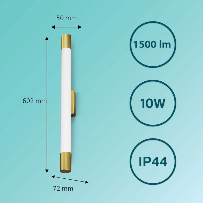 Lampe de salle de bains - 10W - IP44 - lampe incl - dorée