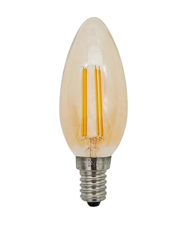 Lampe à Led E14 Forme de bougie Vintage Gold