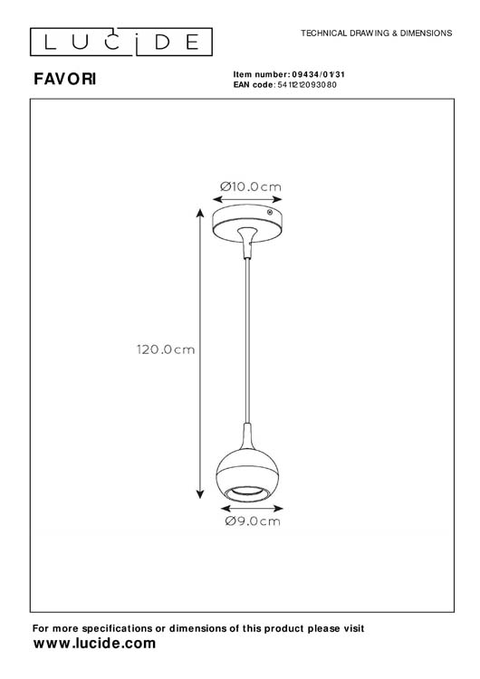 Suspension blanc Ø9 1xGU10 5W métal