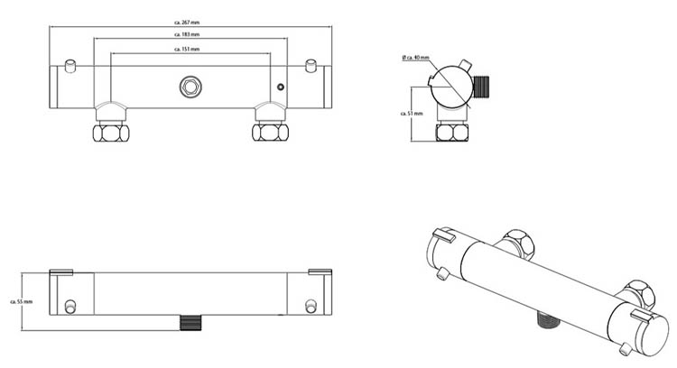 Douchekraan thermostatisch Levi chroom