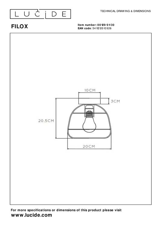 Lucide FILOX - Plafonnière - Ø 20 cm - 1xE27 - Zwart