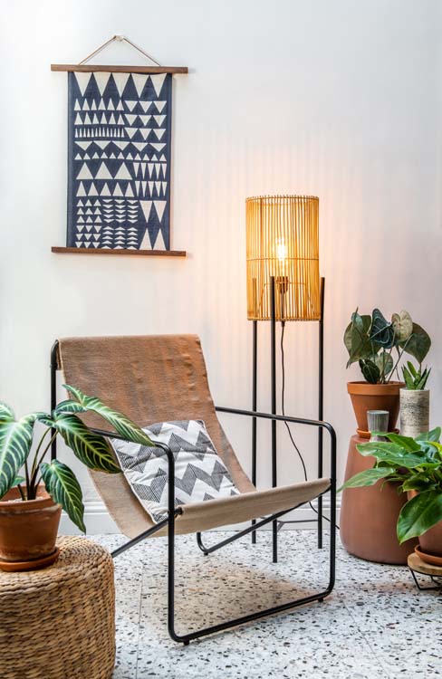 Lucide JANTINE - Lampadaire - Ø 30 cm - 1xE27 - Bois clair