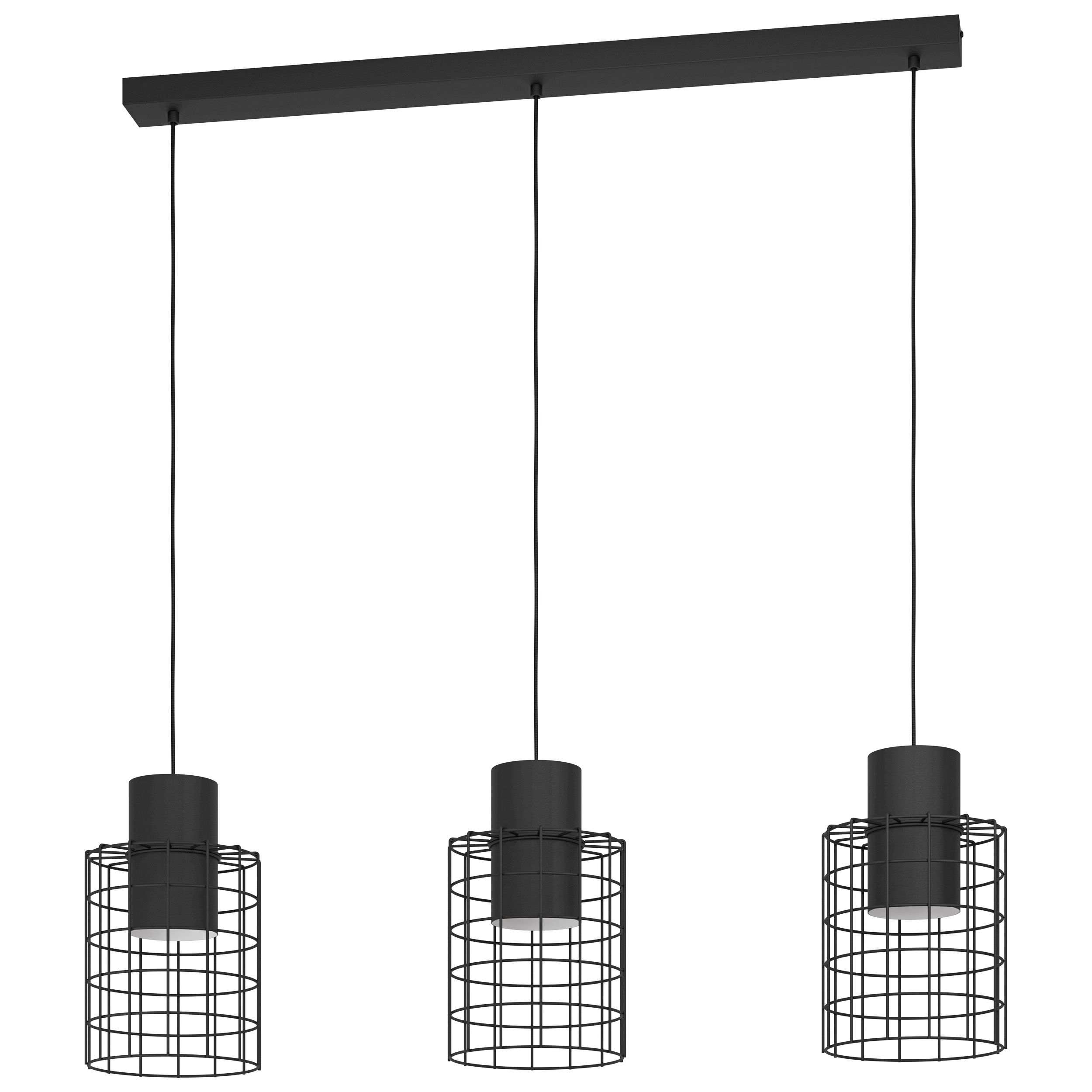 Hanglamp zwart staal E27 3x40W