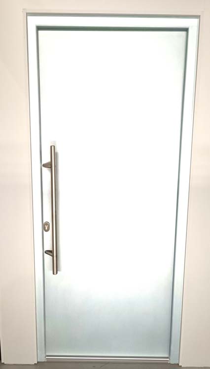 Porte extérieure pvc avec finition alu Lepo blanc L980 X H2180 mm G