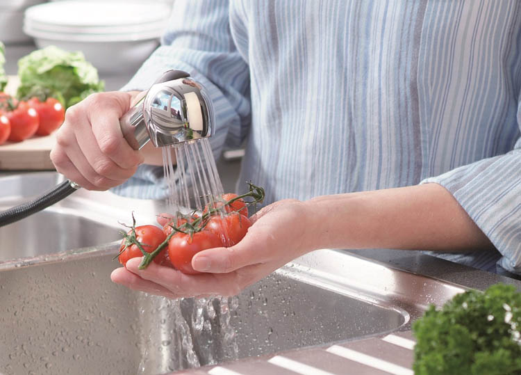 Keukenkraan Aiko chroom uittrekbare sproeikop - Lage druk