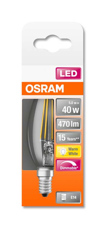 LED lamp retro kaars 40 E14 5W warm wit filament dimbaar