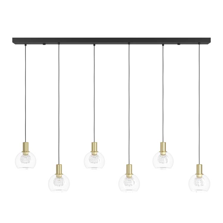 Hanglamp 6 pendels zwart-goud 3000K dimbaar